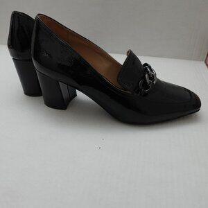 Naturalizer Glossy Black Patent Slip On Loafer Square Toe Comfort Heels Size 10M
